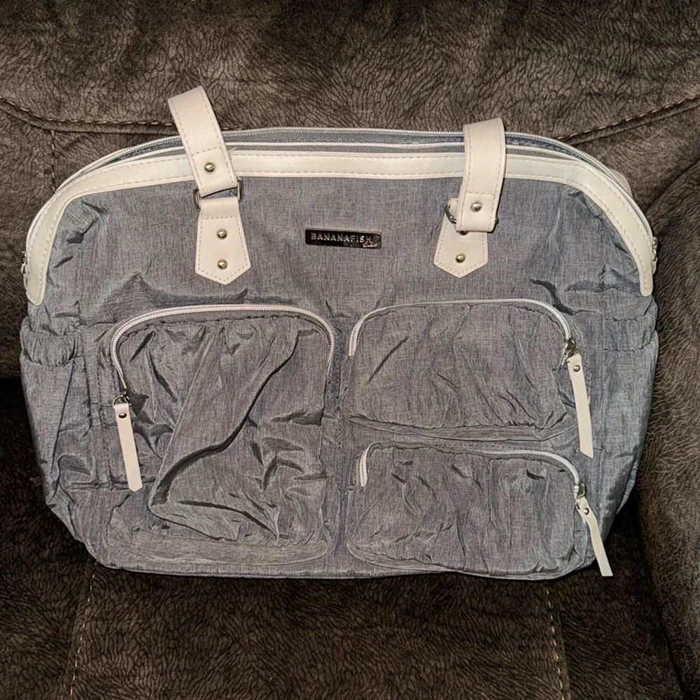 Gray Bananafish studio nylon diaper bag‎ w/changing pad
